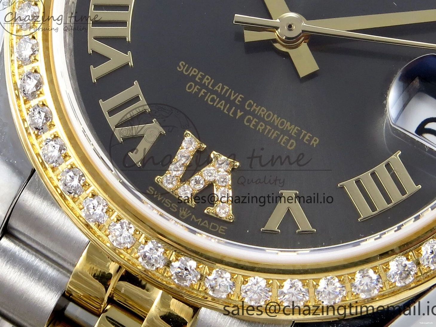 JARF 904L YG Diamonds SS Jubilee Edition Gray 278383RBR Roman 1:1 Best 31 on Steel Bracelet DateJust Dial HZ2236 0502
